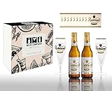 Radeberger Premium Pils Geschenkset 2x Bier 0,33L (4,8% Vol) + 2x Glas 0,2L + 10x Bierdeckel inkl Pfand MEHRWEG- [Enthält Sulfite]