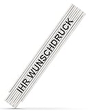 #teamludorf 25x Zollstock mit Wunsch-Text - Glieder-Maßstab mit individueller Bedruckung - Logo & Name Wunsch-Druck - Männer-Geschenk - 2 m - Weiß