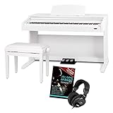 Classic Cantabile DP-210 WM E-Piano SET inkl. Bank, Kopfhörer, Schule (Digitalpiano 88 Tasten Hammermechanik, Kopfhöreranschlüsse, USB, Metronom, 3 Pedale, Piano für Anfänger, inkl. Noten) weiß
