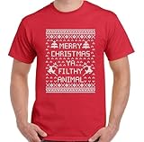Merry Christmas Ya Filthy Animal T-Shirt Mens Funny Secret Santa Gift Home Alone Red XXL