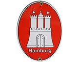 Hamburg HH Emaille Schild Hamburg 11,5 x 15 cm Emailschild O