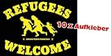 Racker-n-Roll Refugees Welcome Bring Your Families 10er Pack Aufkleb