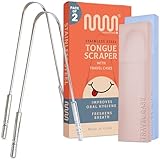 MasterMedi Zungenschaber mit Etui (2er-Pack), Zungenschaber aus 100% Edelstahl gegen Mundgeruch, einfach zu verwendender Zungenschaber für Erwachsene, Zungenreiniger für Mundpflege & Hyg