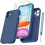 Qasyfanc HandyHülle für iPhone 11 Hülle Silikon case mit 2 Stück Panzerfolie, Ultra Microfiber TPU Flüssig silikon mit Kameraschutz Kratzfeste Rundumschutz Schutzhülle 6.1''-JewelB