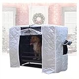 XILYZMO Outdoor Kältebeständig Hundehüttenabdeckung Oxford-Stoff Transparente Vorhänge Komplettabdeckung Hundebox-Abdeckung Katzenhütte Gesteppt Warme Decke Maschinenwäsche(A-Silver,70x50x60cm)