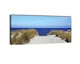 wandmotiv24 Leinwandbild Panorama Nr. 250 Strandzugang 100x40cm, Bild auf Leinwand, Strand Küste M