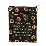 PLITI Sunflower Book Sleeve Turn Your Face to The Sun and The Shadows Fall Behind You Inspirational Book Protector (Turn Your face BSblU)