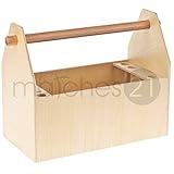 matches21 Werkzeugkiste Werkzeugkasten aus Holz Bausatz Werkset zum Werkzeug aufbewahren in Box