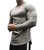Sportshirt Herren Fitness Rundhals Basic Shirt Herren Stretch Workout Casual T-Shirt Herren Slim Fit Longsleeve T-Shirt Muskulöser Mann Herren M XXXXX-Larg