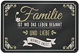 Fußmatte mit Spruch Familie ist wo das Leben beginnt und Liebe Niemals endet - Türmatte innen & außen waschbar - Deutsche Q