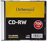 Intenso 2801622 CD-RW Rohlinge 700 MB, RW 12x Speed kratzfest Cover-Card 10er Pack Slim C