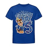 Spreadshirt Paw Patrol Geschenk 5 Jahre Alt 5. Geburtstag Chase Kinder T-Shirt, 110/116 (5-6 Jahre), Royalb