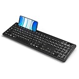 seenda Bluetooth Tastatur mit Handyhalterung, Daul Bluetooth 4,0 + 2,4G USB Kabellose Tastatur für Handy, Tablet, Laptop, PC, MacBook, Fullsize & QWERTZ Layout -Schw