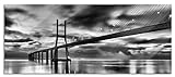 Glasbild Panorama | Wandbild aus Echtglas | Brücke Lissabon | 120x50 cm | inkl. Aufhängung und Ab