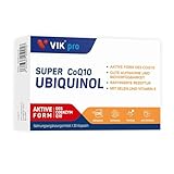 VIKpro Kaneka Ubiquinol Coenzyme Q10 100 mg 30 Capsules Hochwertiges Q10 aus Pflanzlicher Fermentation Q10 Kapseln Hochdosiert nur 1 Kapsel mit je Tagesdosis Laborgeprüft mit Zertifik