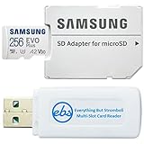 Samsung-256 GB EVO plus MicroSDXC SD-Karte, funktioniert mit GoPro Hero 12 Action Cam (MB-MC256KA) C10 U3 A2 4K Bundle mit (1) Everything But Stromboli MicroSD