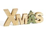 HEITMANN DECO Schriftzug Xmas aus Holz - braun/grün - Aufsteller - mit Glöckchen - Weihnachtsdekoration - Tischdek