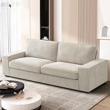 MEROUS 3 Sitzer Sofa, Couch Wohnzimmer, Polstersofa mit Breite Armlehnen 225cm L × 84cm B - Waschbare Kissen - Einfache Montage für Wohnungen/kleinen Raum - Beig