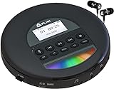 KLIM Nomad - NEU 2023 - Tragbarer CD-Player Discman mit langlebigem Akku - Inklusive KLIM Fusion Kopfhörer - Kompatibel mit CD-R, CD-RW, MP3 - Mit TF-Reader, Radio FM, Bluetooth - Ideal fü