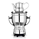 BEEM Tea-Classic Samowar - 3L | Edelstahl/Schwarz | großer Teekocher auch für Gastrobetriebe | Mit Edelstahl-Ablasshahn | Stufenlos Einstellbarer Temperaturregler | Mit 1 L Teek