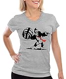 style3 Graffiti Kong Damen T-Shirt Donkey pop Art Banksy Geek SNES Nerd Gamer, Farbe:Grau meliert, Größe:S