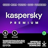 Kaspersky Premium Total Security 2024 | 5 Geräte | 1 Jahr | Anti-Phishing und Firewall | Unbegrenzter VPN | Passwort-Manager | Kindersicherung | 24/7 Unterstützung | PC/Mac/Mobile | Code per E
