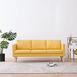 WREWING Sofa mit schlaffunktion, einfacher Aufbau, modernes Design, polstermöbel,Schlafcouch zum Wohnzimmer,Minimalistisches Design - 3-Sitzer-Sofa Stoff Gelb