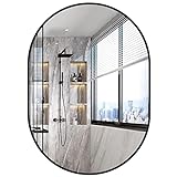 Dripex Ovaler Wandspiegel 50 * 70cm mit Aluminiumrahmen,dekorativer HD Wandspiegel Schminkspiegel für Badzimmer/Ankleidezimmer/Wohnzimmer,unbrechbarer Spiegel (Schwarz)