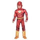 Amscan - Kinderkostüm The Flash, Overall mit ausgepolsterter Brust, Maske, Serie, DC Super Heroes, Motto-Party,
