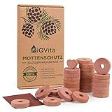 iQVita Natürlicher Mottenschutz aus Zedernholz – 30 Mottenringe – 100% Naturprodukt – Hervorragende Mottenabwehr für Kleiderschrank – Bio – Mottenfalle - C