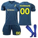 Fußball Trikot Personalisiert für Kinder Herren, Customizable Fußballtrikot mit Eigenem Namen Nummer für Football Fans, Jungen Individuelles Fussball T-Shirt, Shorts und Socken Anzug