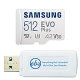 Samsung-EVO Plus 512 GB V30 U3 A2 microSDXC-Speicherkarte mit Adapter, funktioniert mit DJI-Air-3-Kamera-Drohne (MB-MC512KA) Bundle mit (1) Everything But Stromboli MicroSDXC und SD