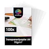 OfficeTree 100 Blatt Transparentpapier A4 Bedruckbar - Pergamentpapier zum Bedrucken auch als Pauspapier, Architektenpapier, Bastelpapier oder L