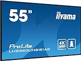iiyama Prolite LH5560UHS-B1AG 139cm 54.6' Digital Signage Display VA LED Panel 4K UHD HDMI Audio-in USB2.0 RS-232c RJ45 Mediaplayer Android 11 OS WiFi 24/7 schw