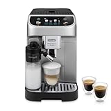 De'Longhi Magnifica Plus ECAM322.70.SB Kaffeevollautomat mit LatteCrema-Milchsystem für Automatischen Cappuccino, Full-Touch-Farbdisplay, Extra Shot-Funktion, x2-Funktion, 1450W, Silber/Schw