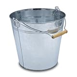 Deko Zinkeimer mit Holzgriff - Silber / 10 L - Metall Eimer zum Bepflanzen oder Transportieren - Gartendeko Blecheimer Ascheeimer Pflanzeimer Eiskübel Sektkü