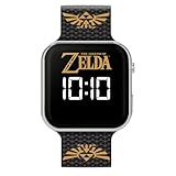 Zelda GLZ4013 Kinder-LED-Digitaluhr mit schwarzem Silikonarmband, Schwarz, M