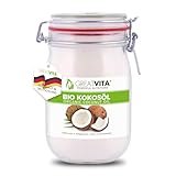 GreatVita Bio Kokosöl, nativ & kaltgepresst, 1000 ml im Bügelglas zum Kochen & Back