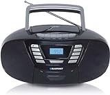Blaupunkt B 120 BK tragbarer CD Player mit Bluetooth | Kassettenrekorder | Hörbuch Funktion | mit USB | kleines | Aux In | PLL UKW Radio | mit CD Spieler | Schw