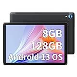 Fullant Tablet 10 Zoll, Android 13 Tablet, HD 1280 * 800 IPS, Octa-Core-Prozessor, 8GB RAM 128GB ROM, WiFi, Bluetooth (schwarz)
