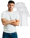 Performance T-Shirt, Herren, Basic, Regular, Kurzarm, 3er-Pack - 100% Baumwolle, Rundhals (Weiß, S)