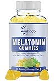 Vihado Melatonin Gummies - so lecker und soft, hochdosiert, ohne Zuckerzusatz, vegan - besser da mit Vitamin D3, K2, Passionsblume und Kamille, 60 Gummis, Traub