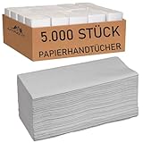 Papierhandtücher 5.000 Stück Qualitäts Falthandtuch Natur 1-lagig 25 x 23 cm ZZ-Falz (Zick-Zack-Falzung) für einfache und hygienische Entnahme (20 Bündel á 250 Stück)