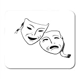 Mauspad Opera Schwarz Drama Komödie und Tragödie Theatermasken Weiß Orange Lachen Symbol Büromaterial Mauspad Zoll Zoll Mousep