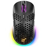 GUNMJO Gram DIY Honeycomb Shell 2.4G Wireless RGB Gaming Mouse with 9 Buttons and Up to 10.000 DPI, Computer Mice for PC Gaming, Black C