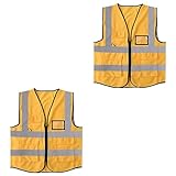 HOMSFOU 2St gelbe reflektierende Jacke Ausrüstung mit hoher Sichtbarkeit Arbeitsweste Warnweste smock orangefarbener Mantel orange Jacke Arbeitssicherheitsweste Weste für die Nacht R