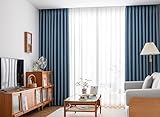 Musihy Sonnenschutz Vorhänge Innen, Einfarbige, raumverdunkelnde Thermovorhänge, Hellblau, 137 x 274