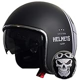 Jethelm Helm Motorradhelm RALLOX 588 Skull Größe L matt schwarz mit S