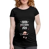 DesignsByJnk5 Schwangerschafts T-Shirt Damen Familie | Mommy 2023 Umstandsshirt Schwangerschaft Spruch | Mama lustige Sprüche Shirt für Schwangere Geschenkidee F