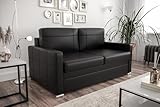 Friderik Ledersofa Avanti II – Echtleder Couch mit Schlaffunktion & Bettkasten – 2-Sitzer, 147 cm – Premium Qualität, Klappmechanismus, Modernes Design, Naturleder Madras (Schwarz)